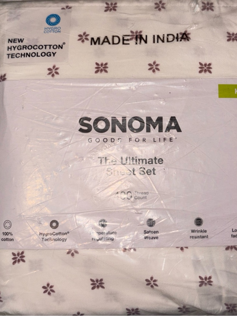 Sonoma King Sheet Set in White with Lavender Floral Print